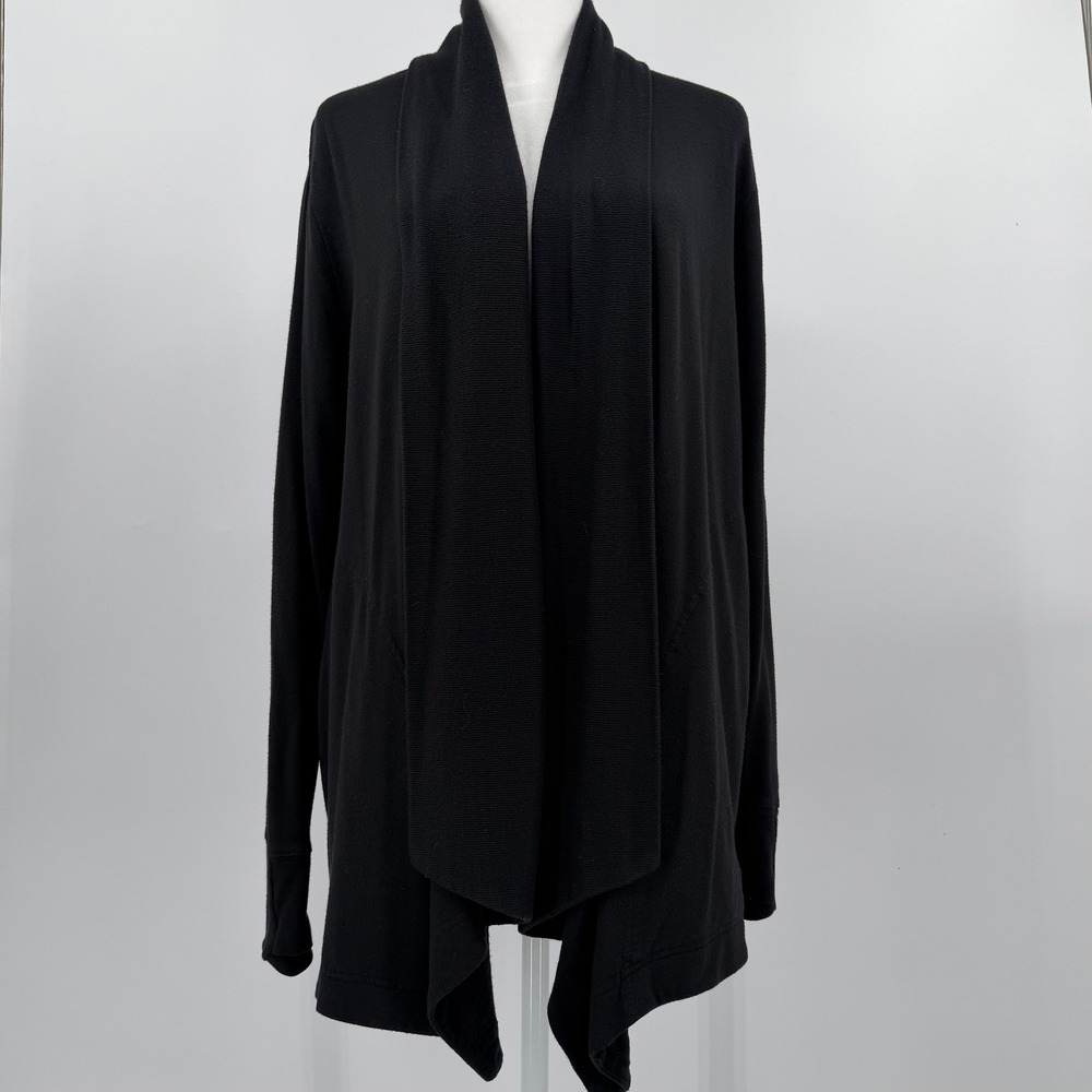 Athleta Womens Black Pranayama Wrap Cardigan Open Front Thumbholes Small